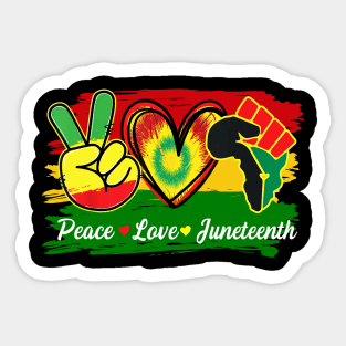 Peace Love Juneteenth Fist Black Girl Black Queen & King Sticker
